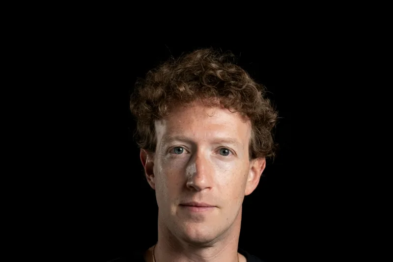 Mark Zuckerberg, portrait against a black background